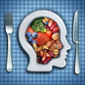 Brain made of food on plate