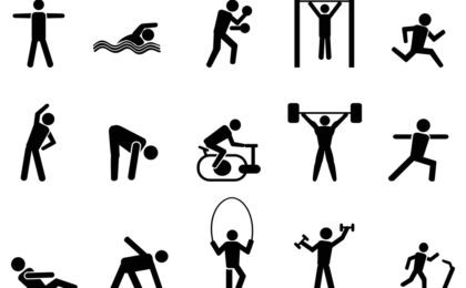 black fitness people icons set